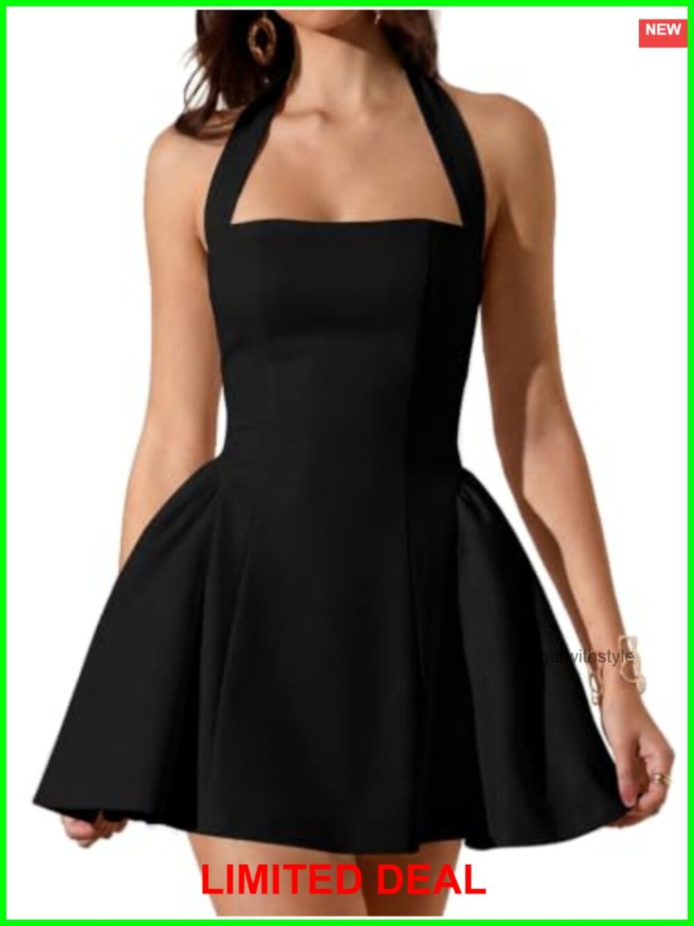 Women's Halter Sleeveless Fit and Flare Mini Dress Backless A-Line Party